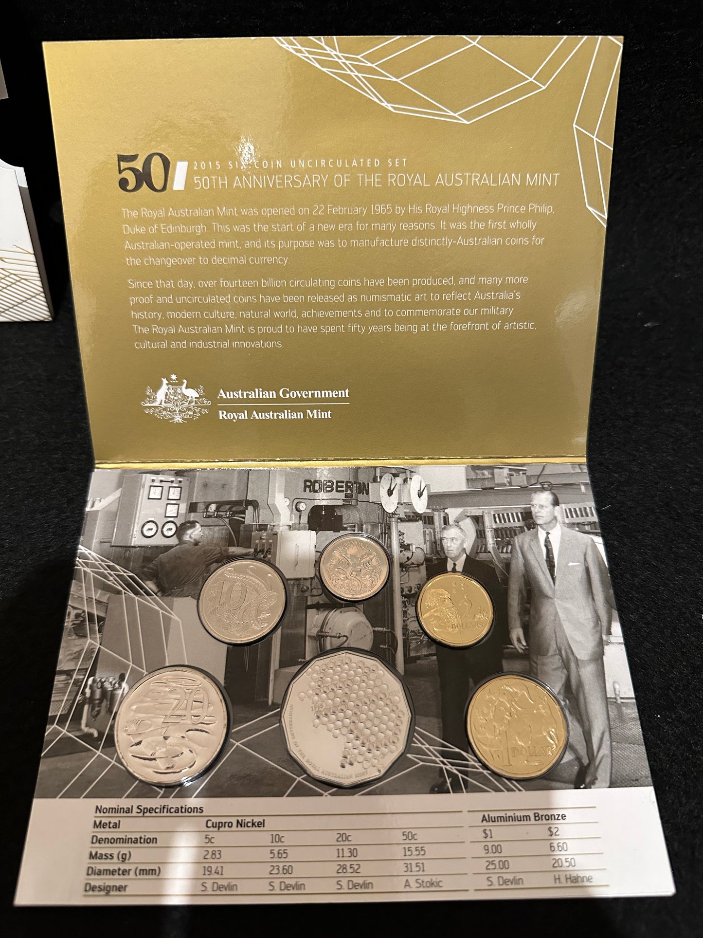 2015 Royal Australian Mint 40 Years Of The Royal Australian Mint Uncirculated Six Coin Set