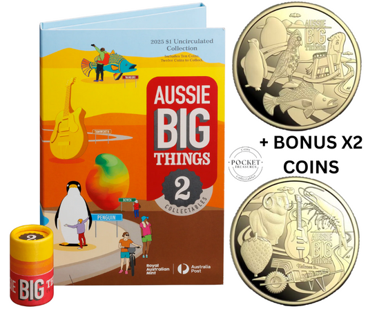 2025 $1 Dollar 'Aussie Big Things 2' 10 Coin Set in Tube with BONUS 2x $1 coins from till