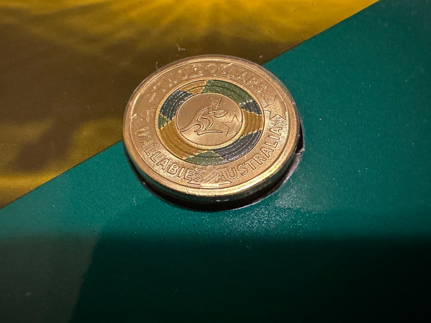 2019 $2 Wallabies Coloured Coin UNC on card