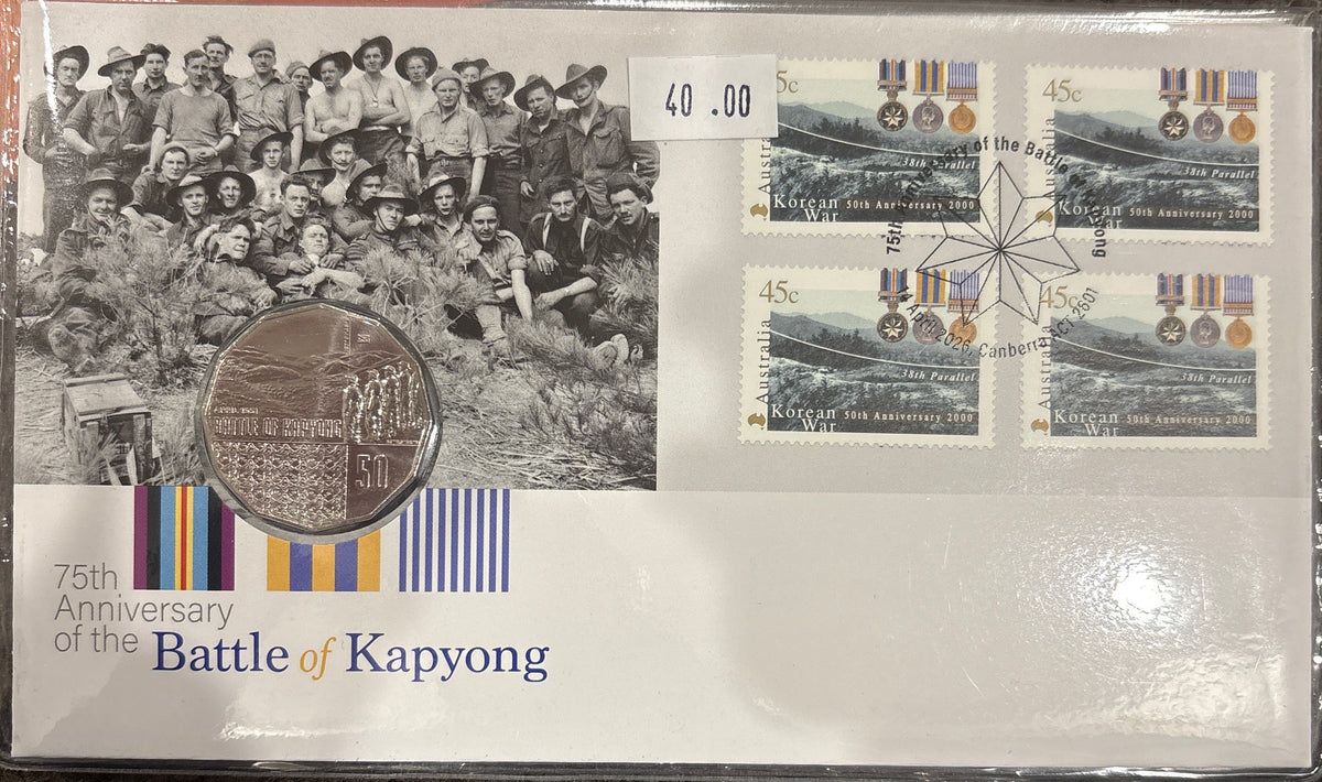 2026 50c Battle of Kapyong 75th Anniversary Envelope Privy Mark PNC