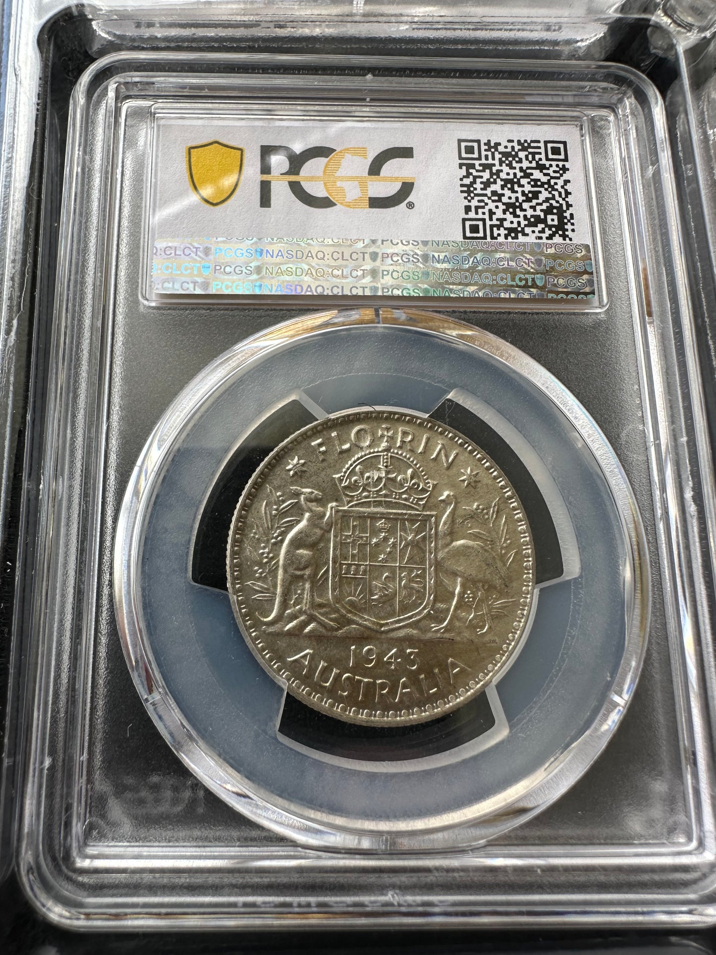 1943(m) PCGS Australian Florin MS62 pre-decimal sliver coin - UNCIRCULATED