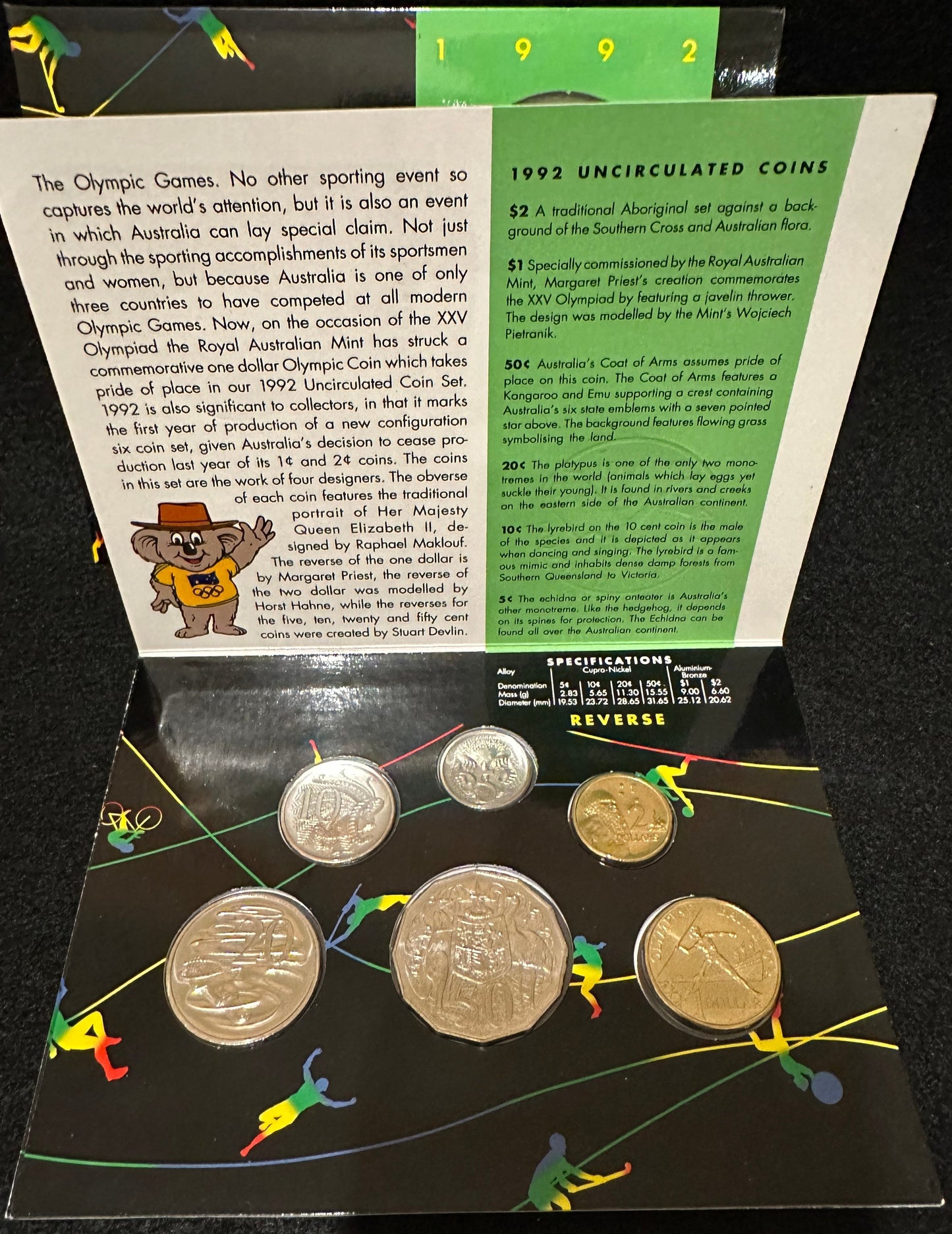 1992 Royal Australian Mint Olympic Uncirculated Six Coin Year Set