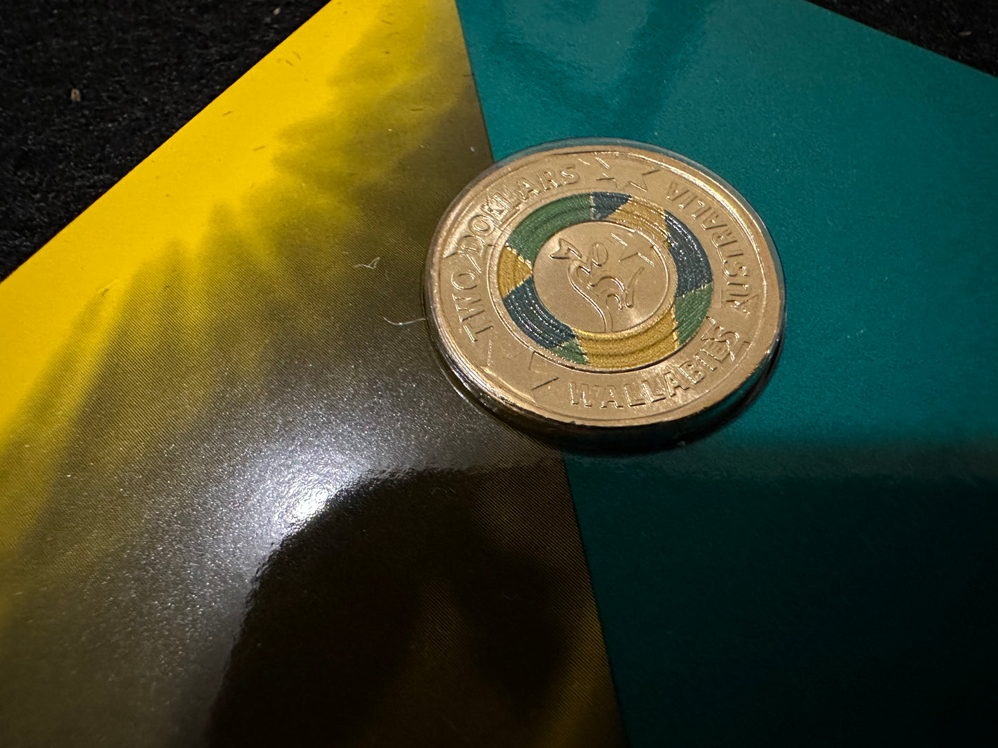 2019 $2 Wallabies Coloured Coin UNC on card