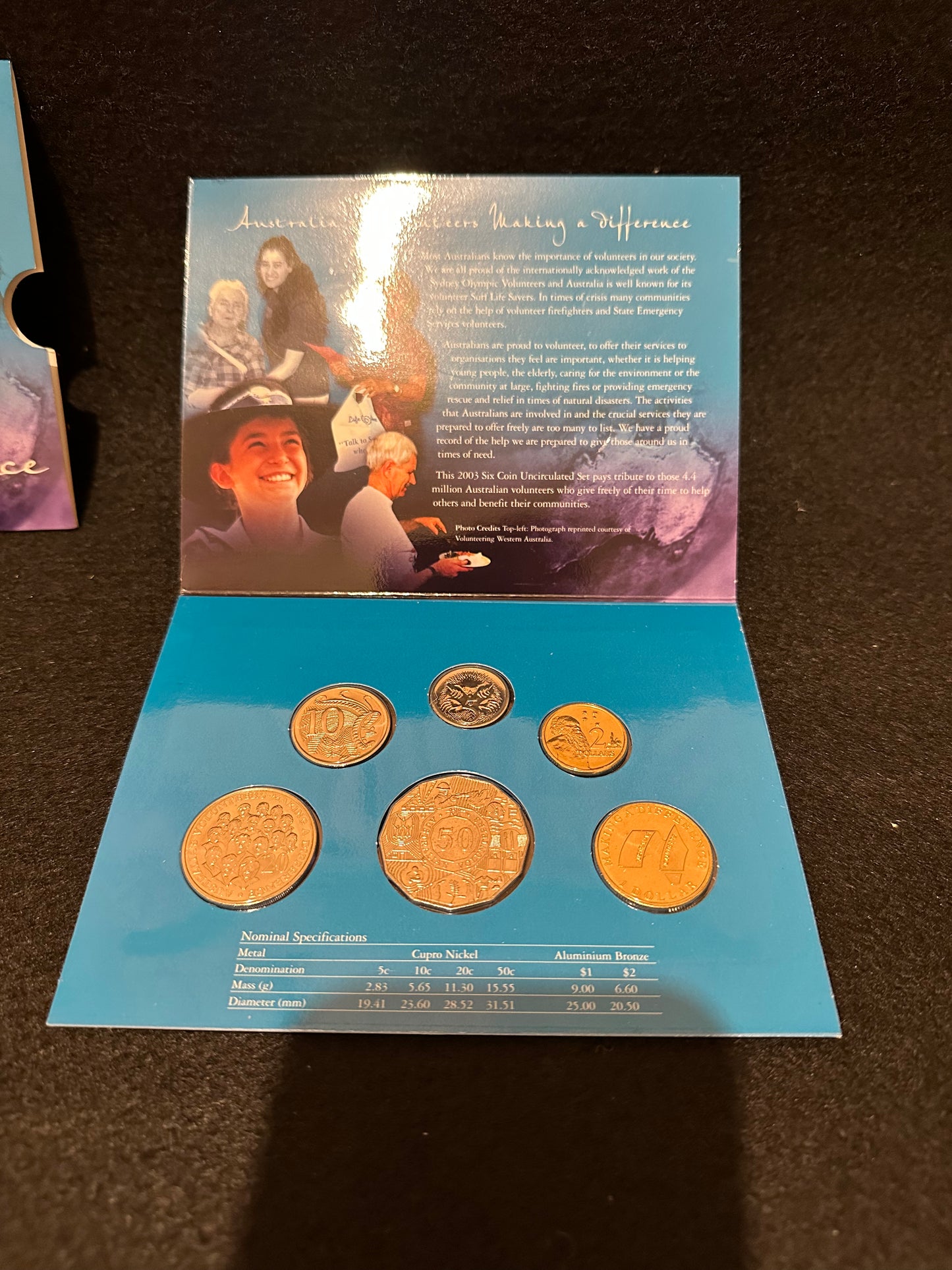 2003 Royal Australian Mint Australia's Volunteers Making a Difference Uncirculated Six Coin Year Set