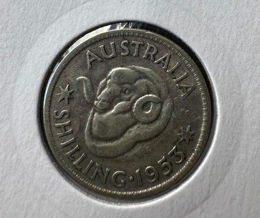 1953 Australian Queen Elizabeth II  Shilling Silver