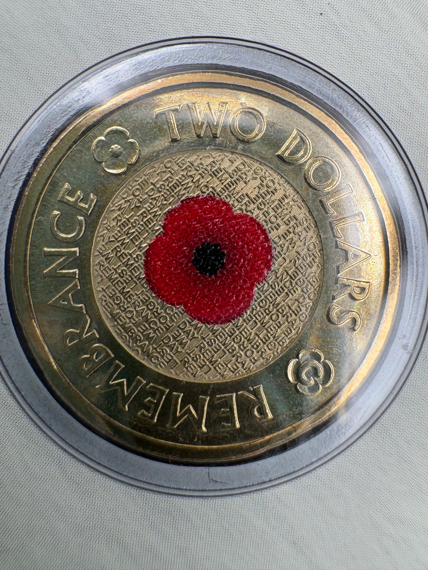 2012 Remembrance Day Red Poppy $2 C Mintmark Coin in Trifold Card