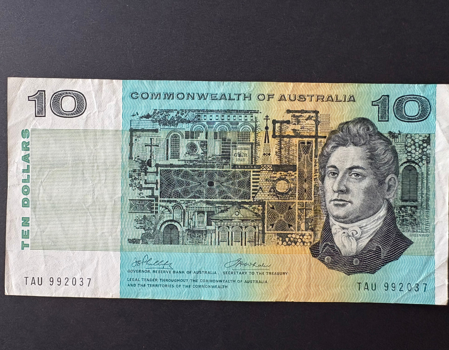 1974 $10 Australia Paper Banknote - Phillips Wheeler
