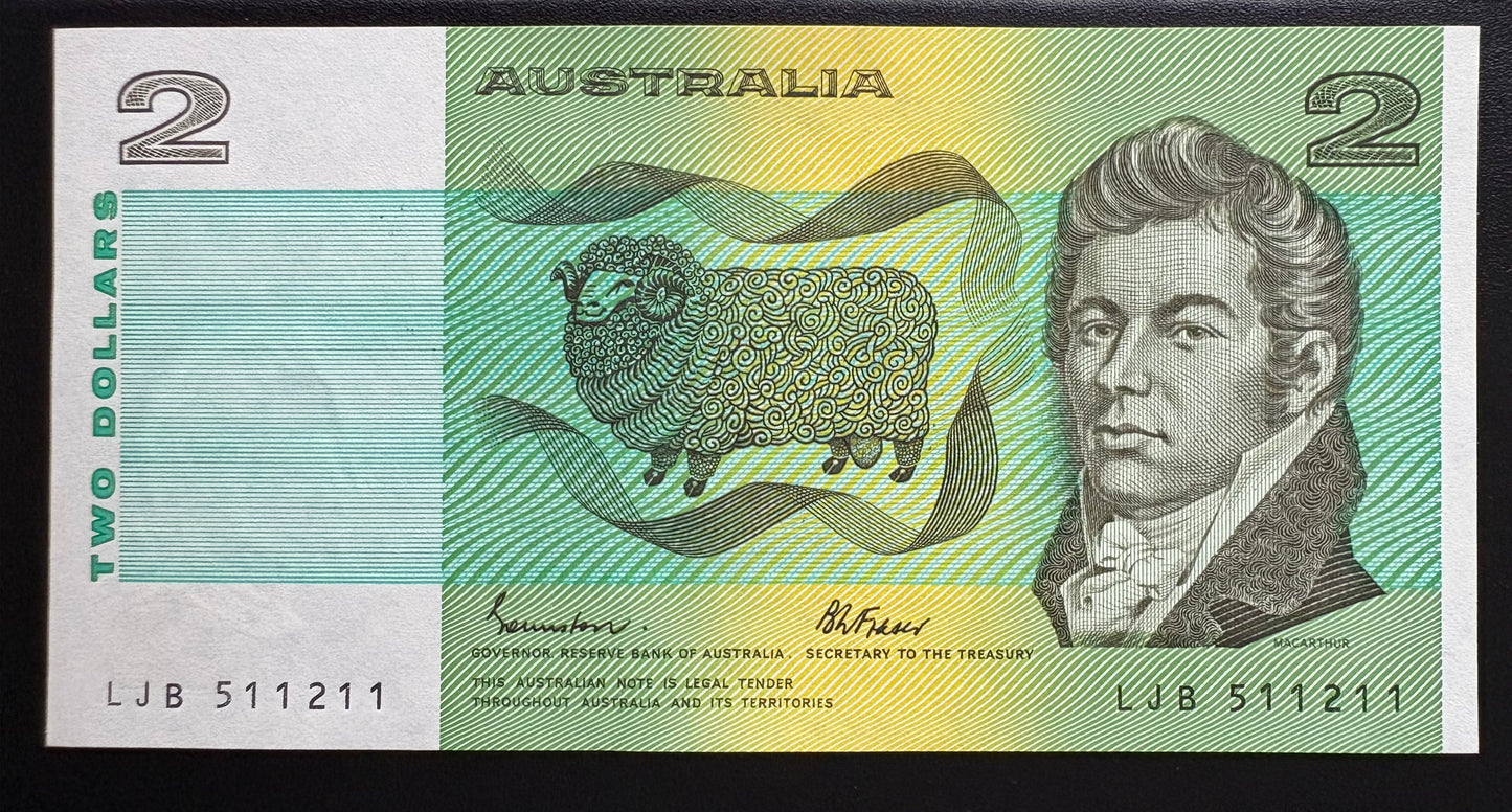 1985 $2 Australian Paper note - Johnston Fraser - LJB 511211