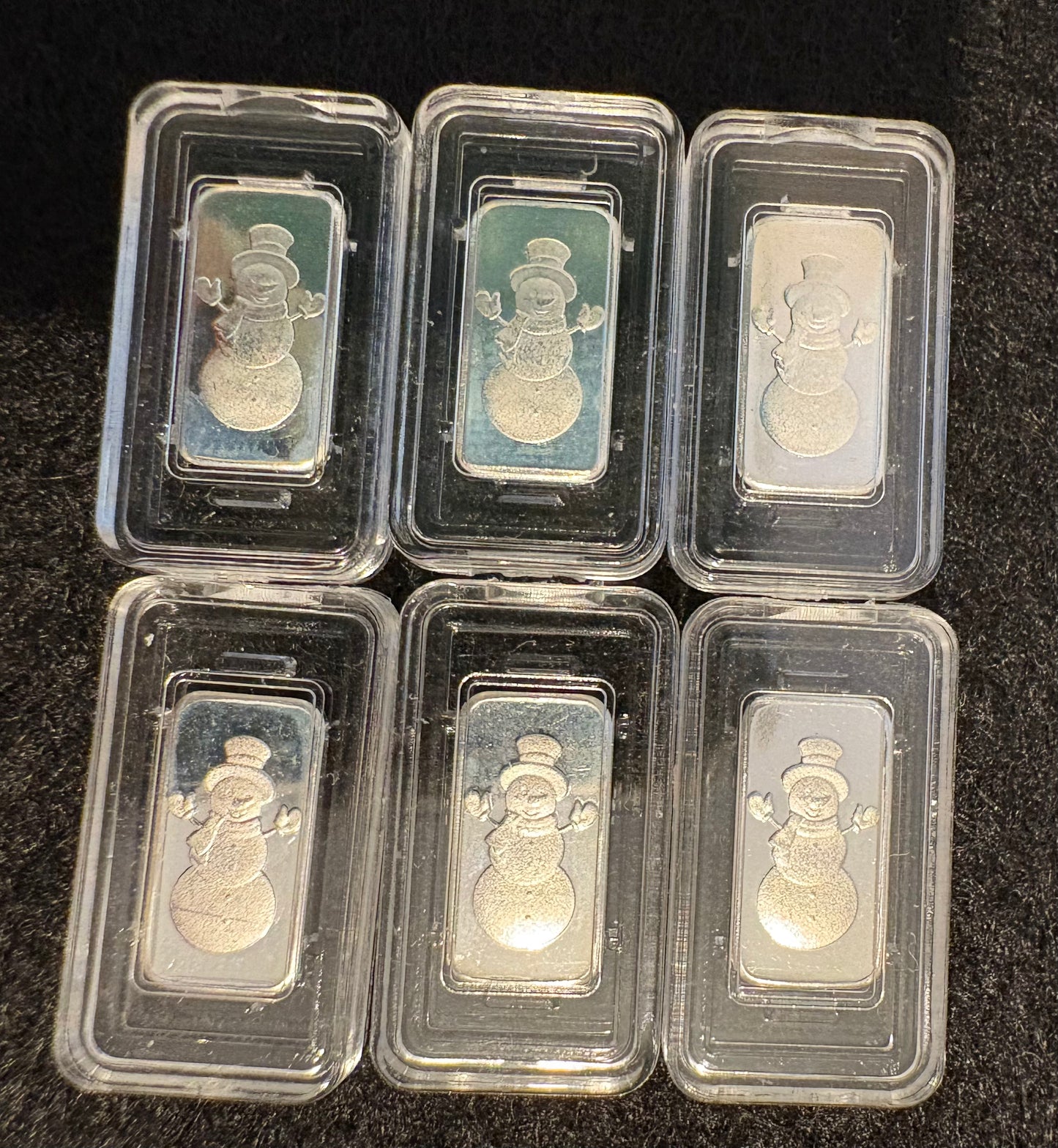 Mini Silver 1 gram Rectangular Bar - Snowman