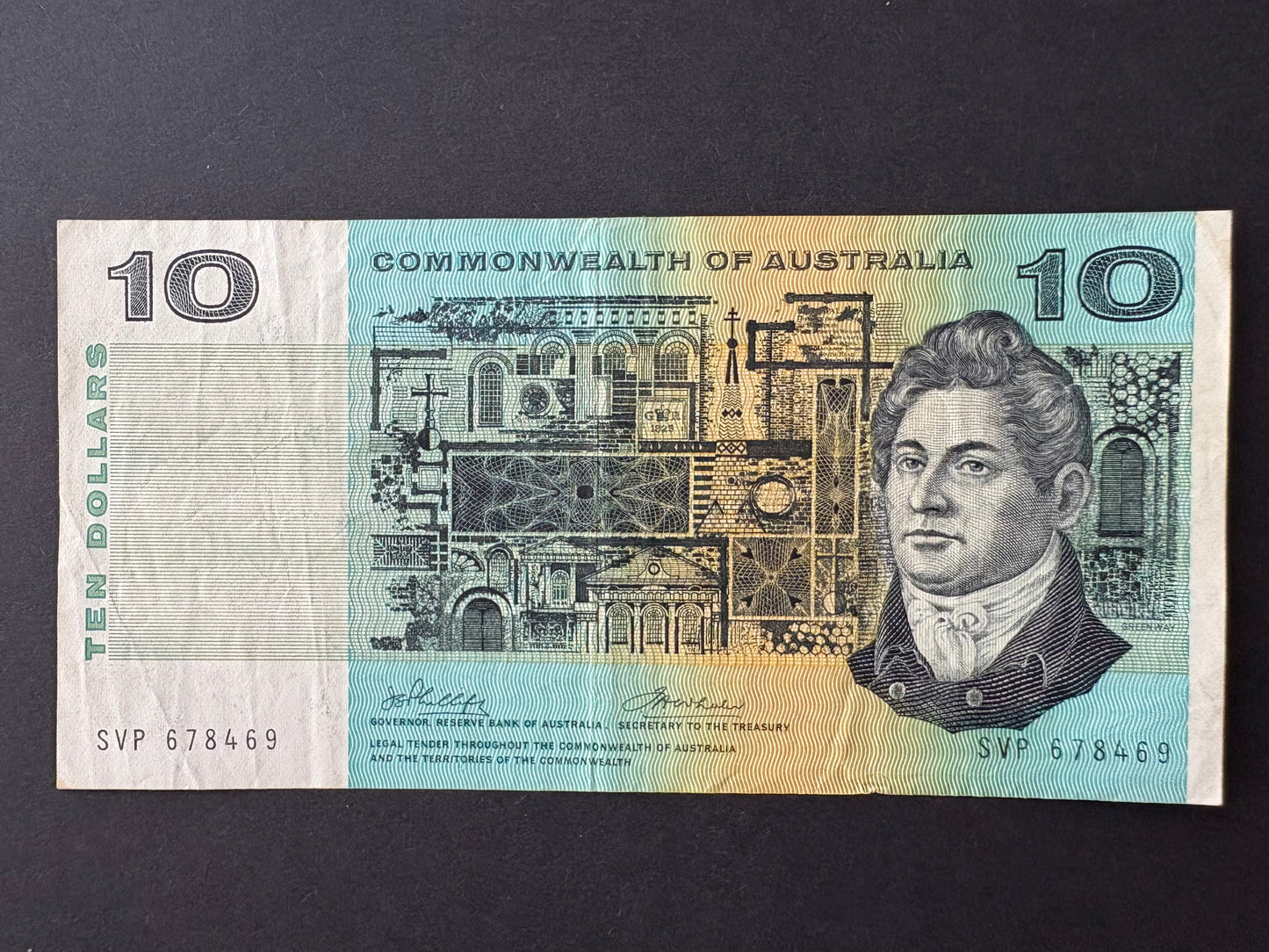 1974 $10 Australia Paper Banknote - Phillips Wheeler