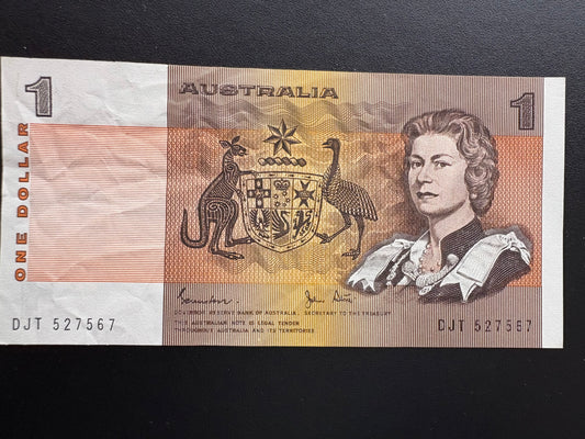 1982 $1 Australia Paper Banknote - Johnston Stone - DJT 527567