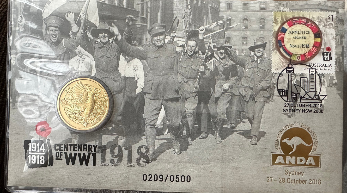 2018 $1 ANDA Sydney Centenary of WWI End of World War I PNC