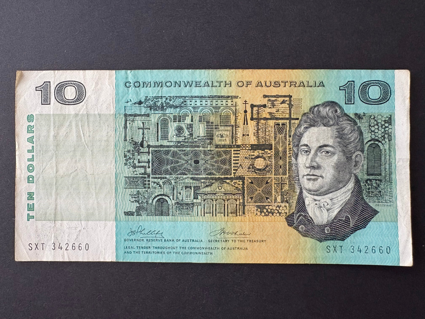 1974 $10 Australia Paper Banknote - Phillips Wheeler