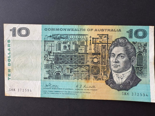 1972 $10 Australia Paper Banknote - Phillips Randall SKK 372594