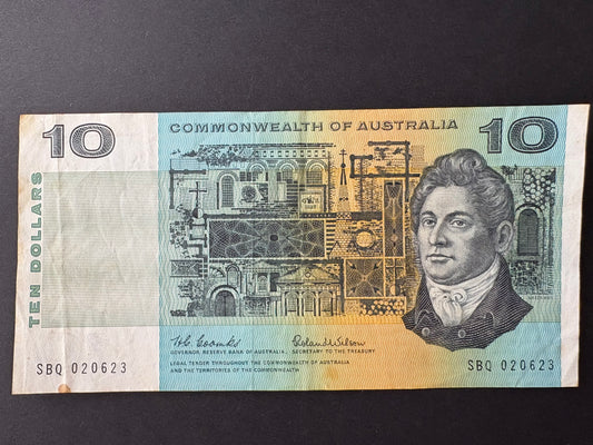 1966 $10 Australia Paper Banknote - Coombs Wilson SBQ 020623