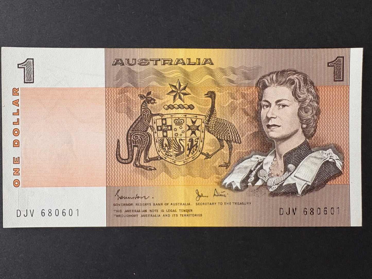 1982 $1 Australia Paper Banknote - Johnston Stone - Uncirculated