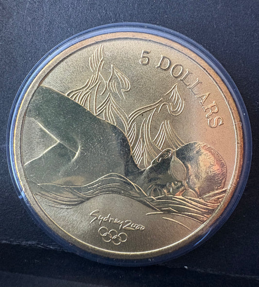2000 $5 Sydney Olympic Gold Commemorative Coin - Aquatics