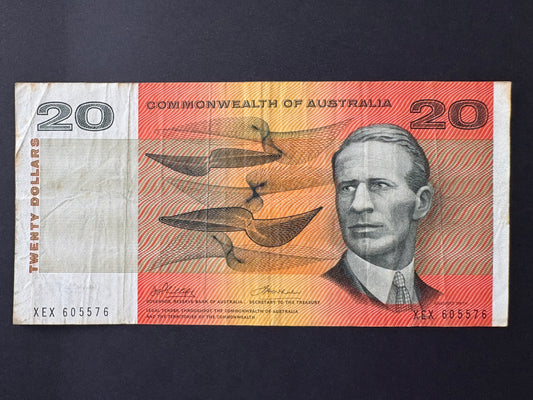 1972 $20 Australia Paper Banknote - Phillips Wheeler XEX 605576