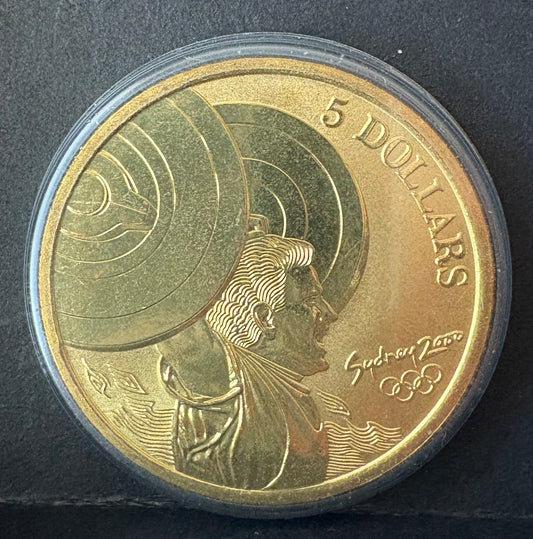 2000 $5 Sydney Olympic Gold Commemorative Coin - Weightlifting