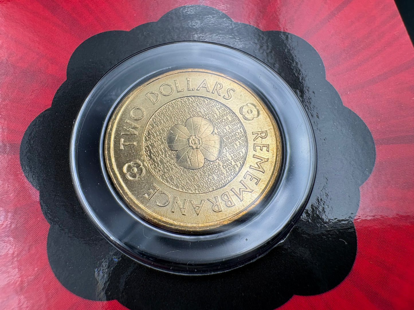2012 Remembrance Day Gold Poppy $2 Coin in Downies Card