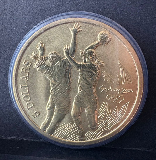 2000 $5 Sydney Olympic Gold Commemorative Coin - Handball