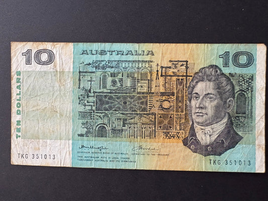 1976 $10 Australia Paper Banknote - Knight Wheeler TKG 351013