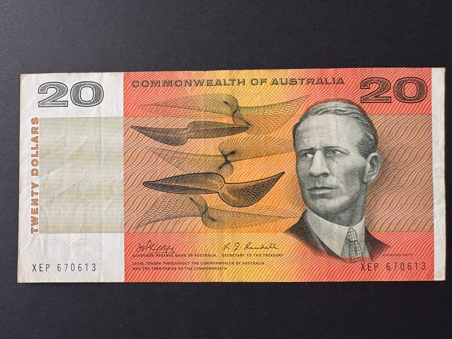 1968 $20 Australia Paper Banknote - Phillips Randall