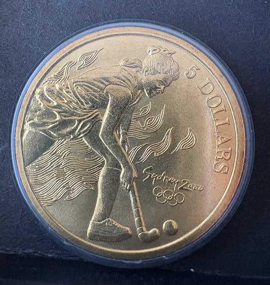 2000 $5 Sydney Olympic Gold Commemorative Coin - Hockey