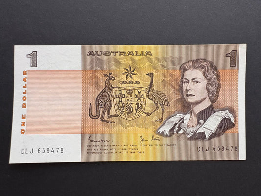 1982 $1 Australia Paper Banknote - Johnston Stone - DLJ 658478