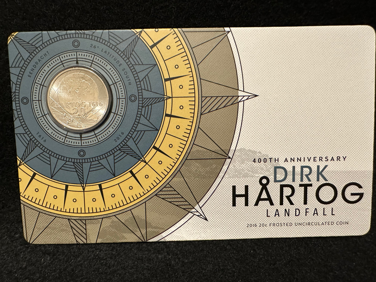 2016 400th Anniversary Dirk Hartog Landfall Twenty 20 cent Uncirculated Coin on card