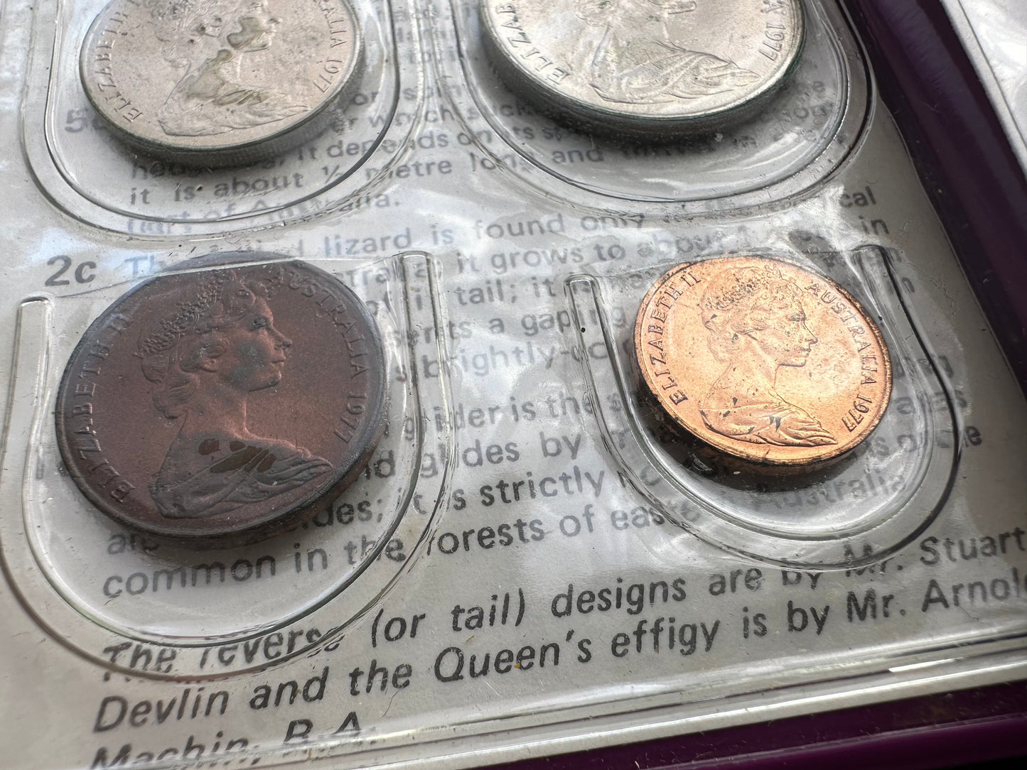 1977 Royal Australian Mint QEII 25th Jubilee Uncirculated Six Coin Year Set - Purple Wallet