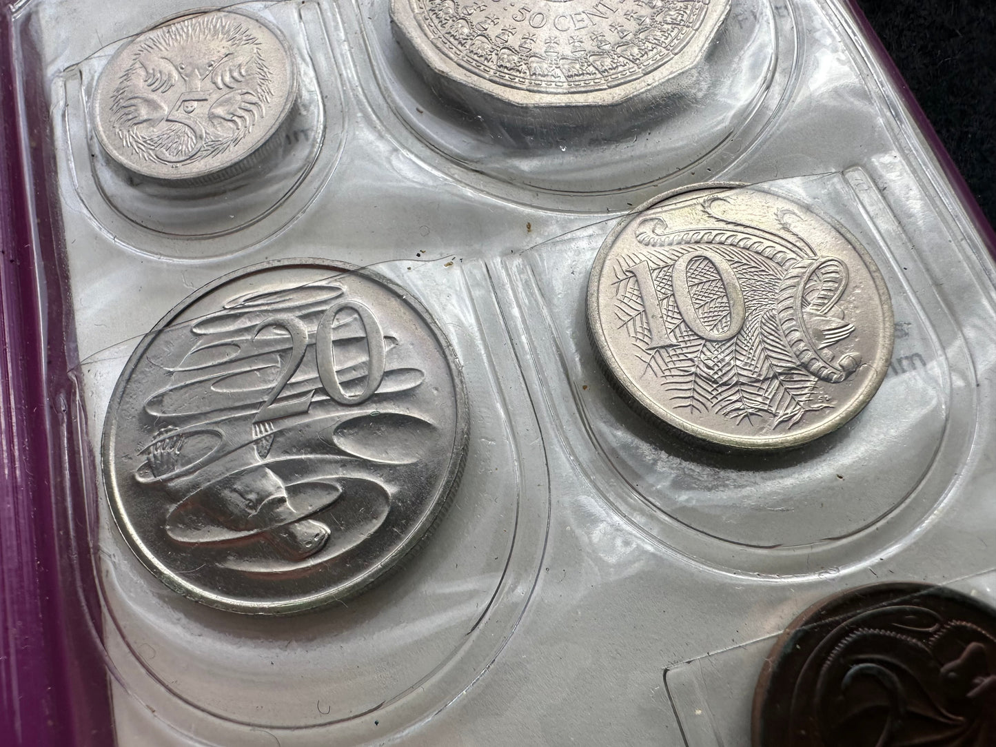 1977 Royal Australian Mint QEII 25th Jubilee Uncirculated Six Coin Year Set - Purple Wallet