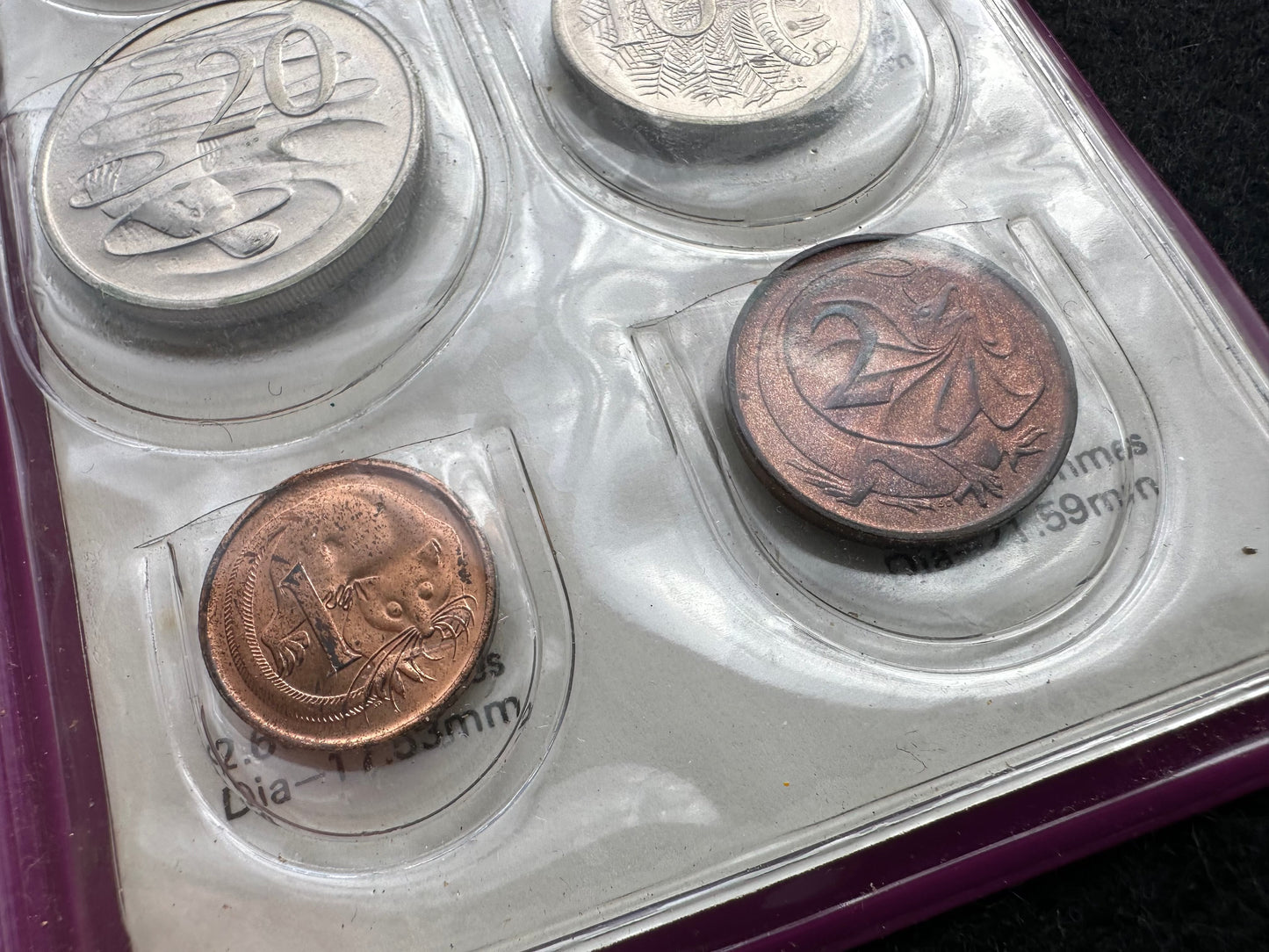 1977 Royal Australian Mint QEII 25th Jubilee Uncirculated Six Coin Year Set - Purple Wallet