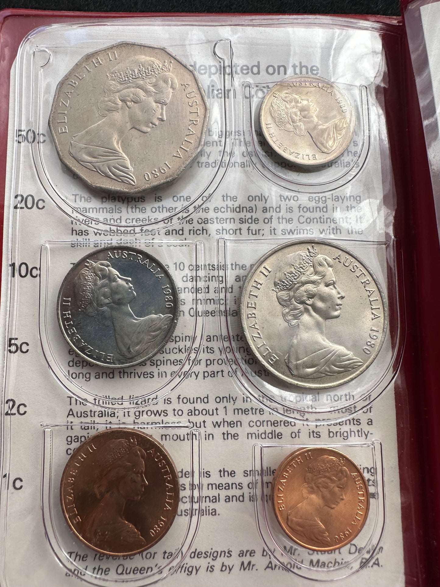 1980 Royal Australian Mint Uncirculated Six Coin Year Set - Red Wallet