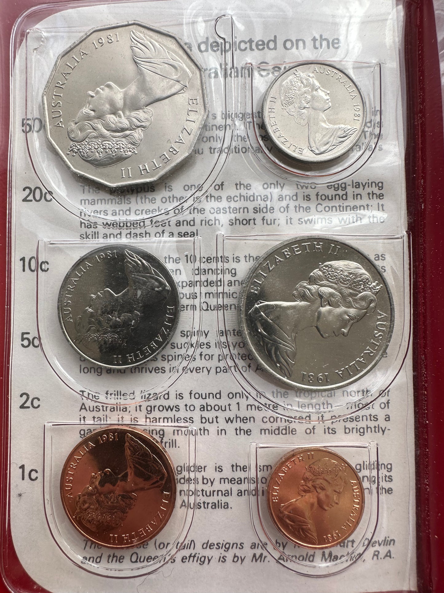 1981 Royal Australian Mint Uncirculated Six Coin Year Set - Red Wallet