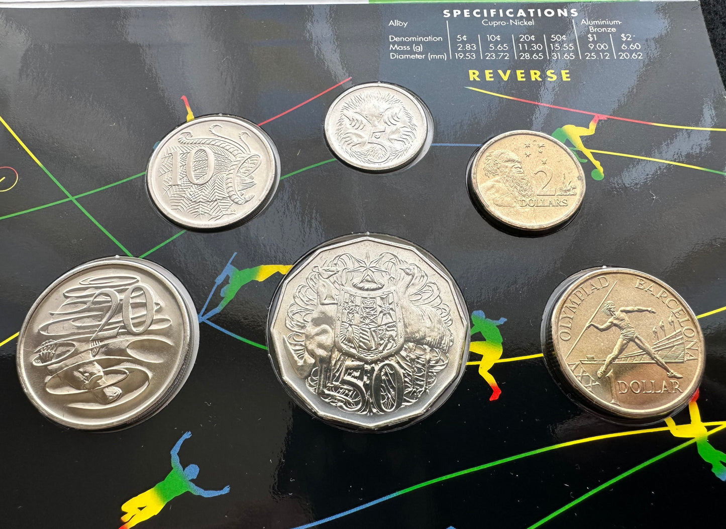 1992 Royal Australian Mint Olympic Uncirculated Six Coin Year Set
