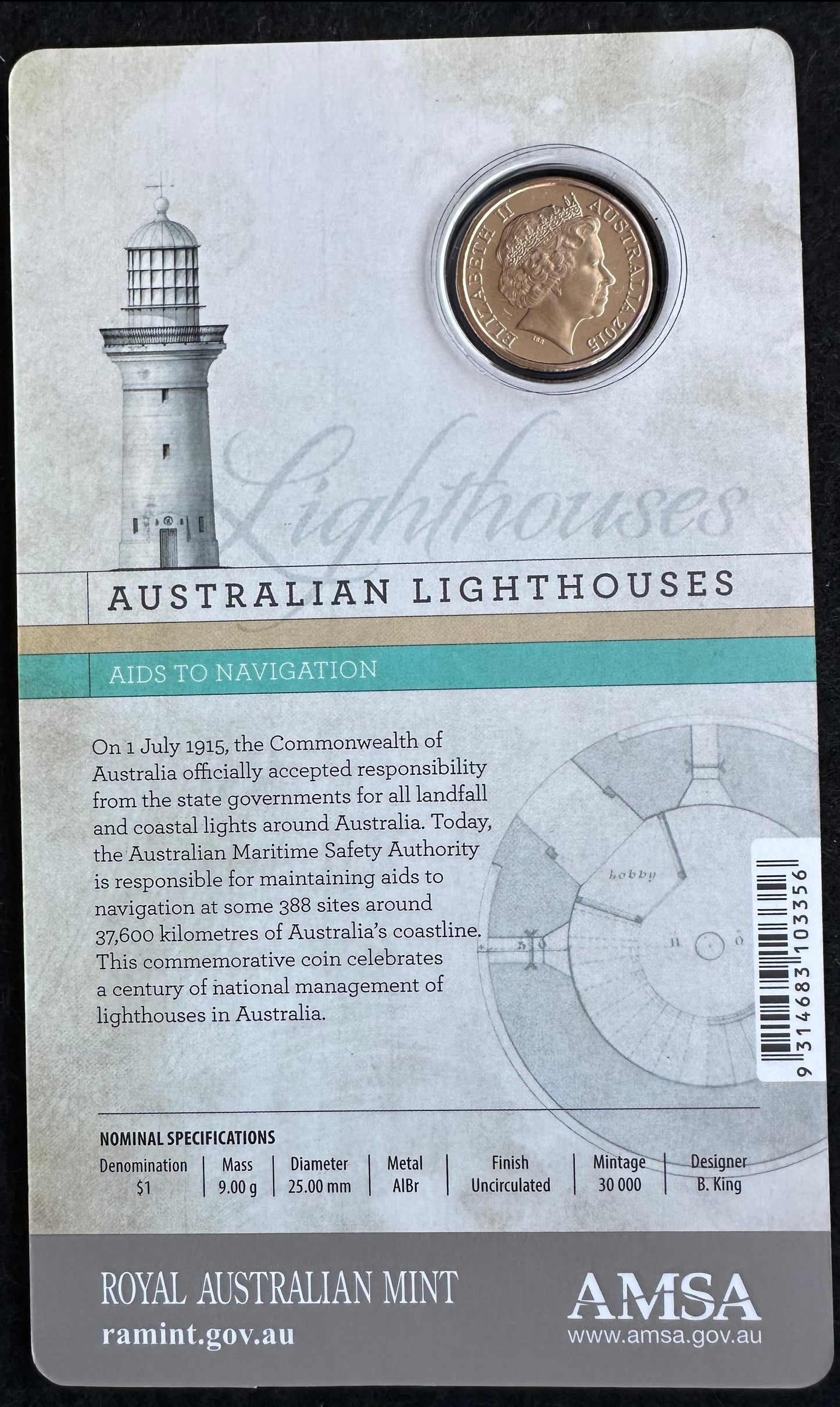 2015 $1 Uncirculated Coin - Australian Lighthouses