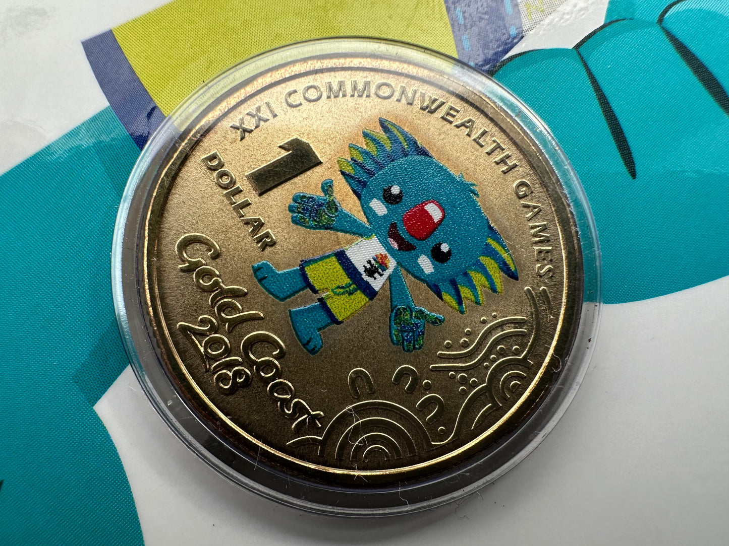 2018 $1 One Dollar XXI Commonwealth Games - Borobi Frosted Unc Coin