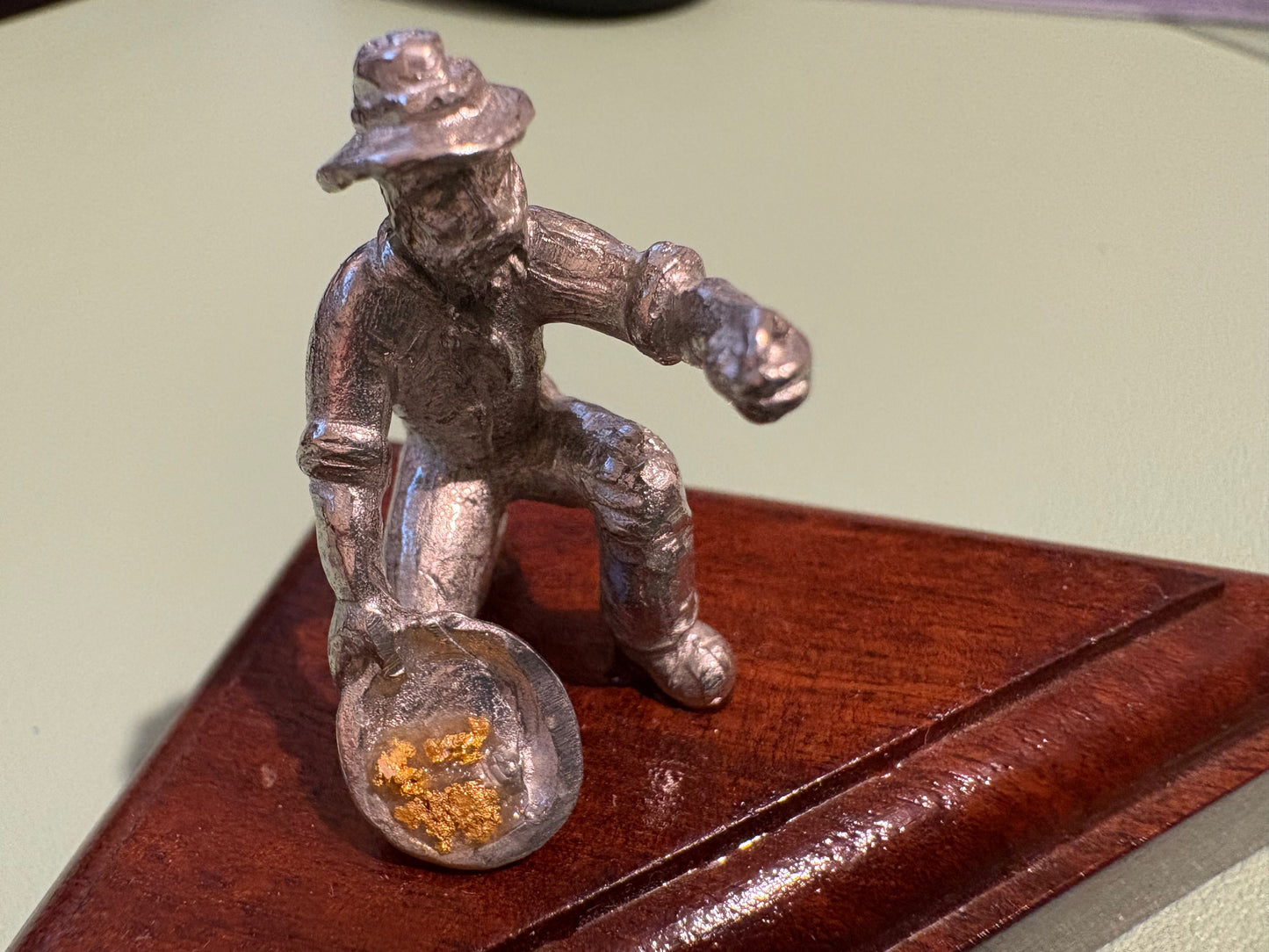 Pewter Gold Prospector with "Pocket Treasure Gold Nugget"