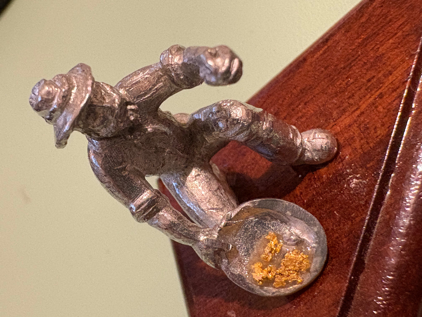 Pewter Gold Prospector with "Pocket Treasure Gold Nugget"