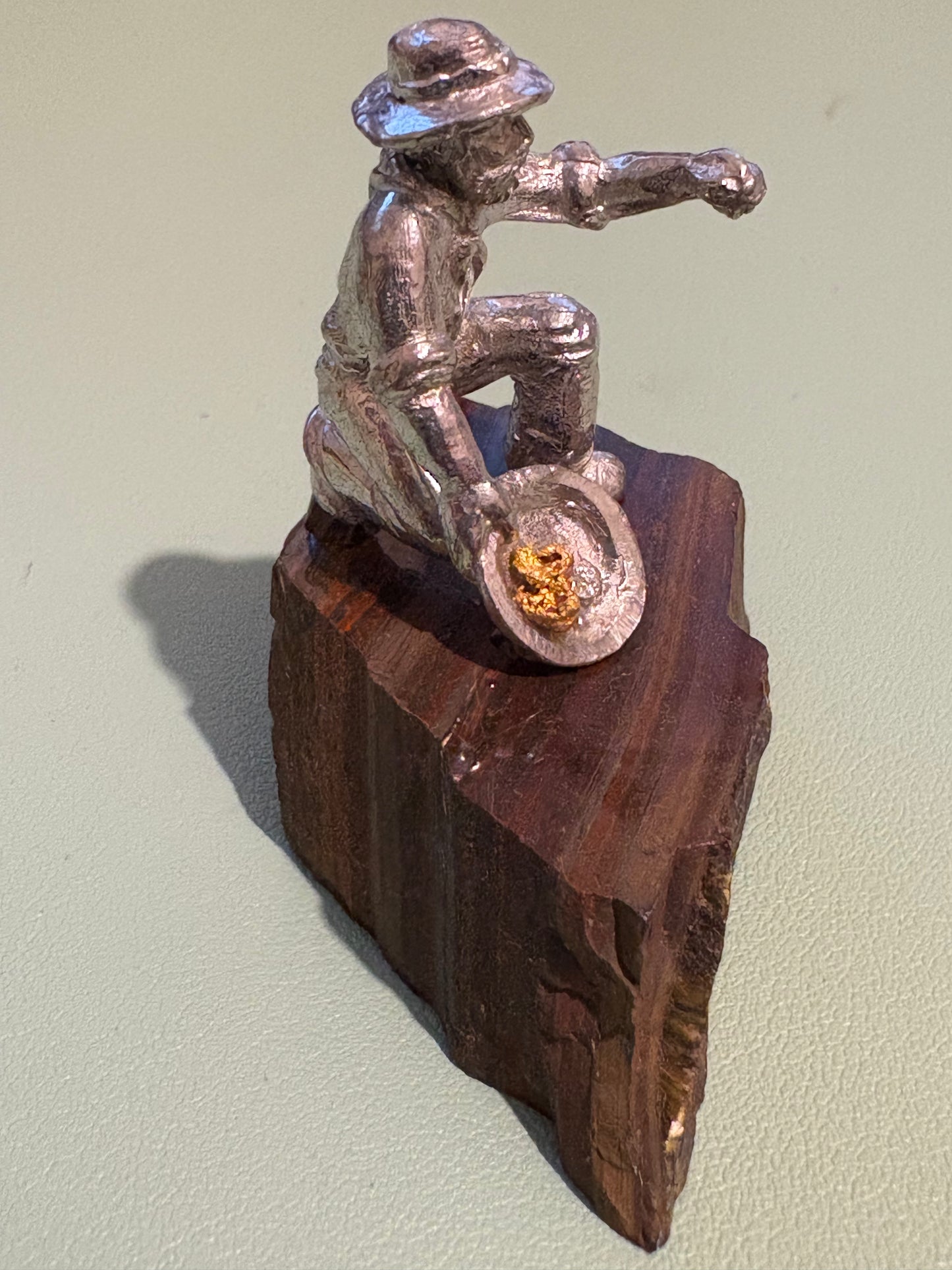 Pewter Gold Prospector with "Pocket Treasure Gold Nugget"