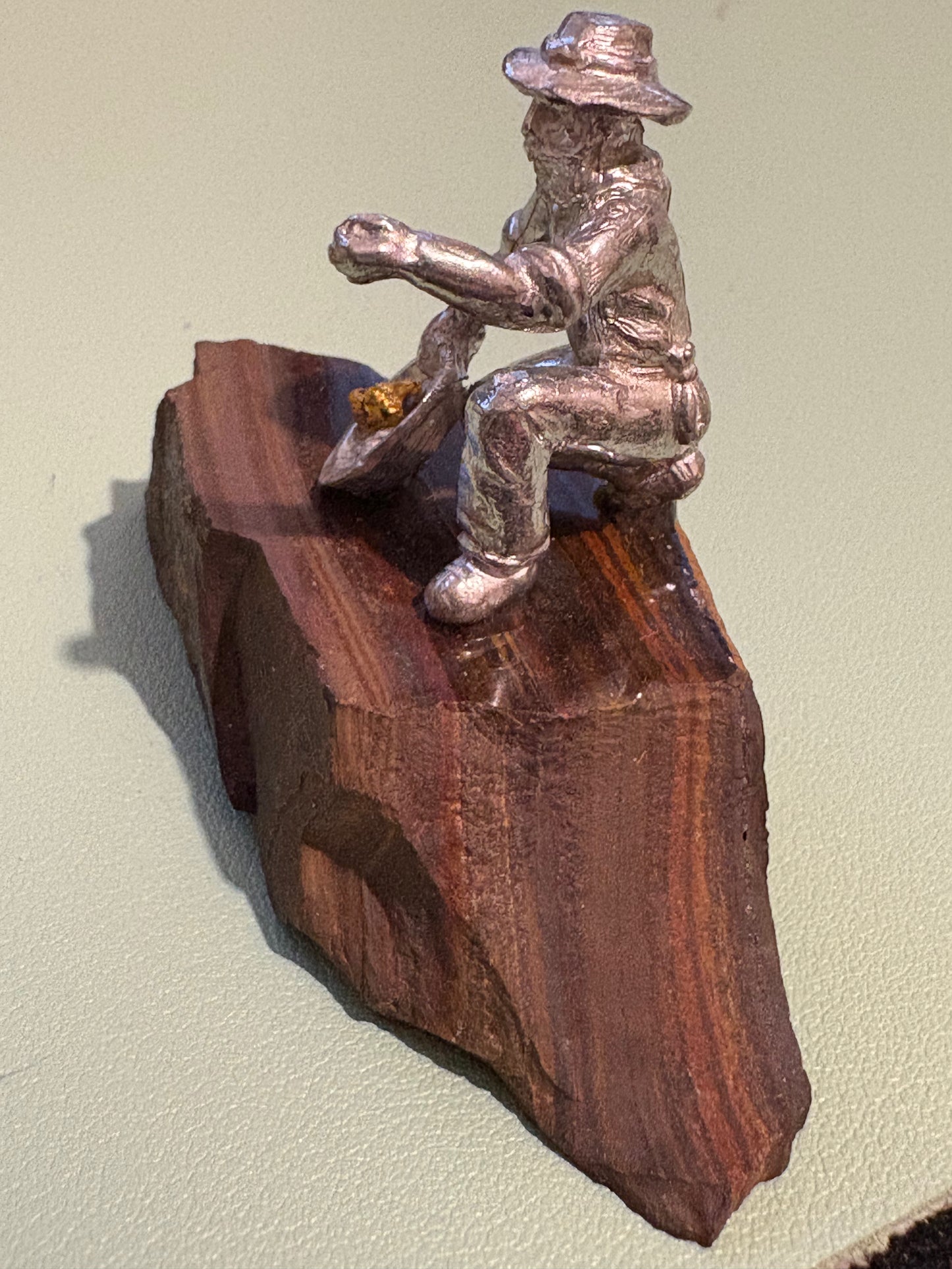 Pewter Gold Prospector with "Pocket Treasure Gold Nugget"