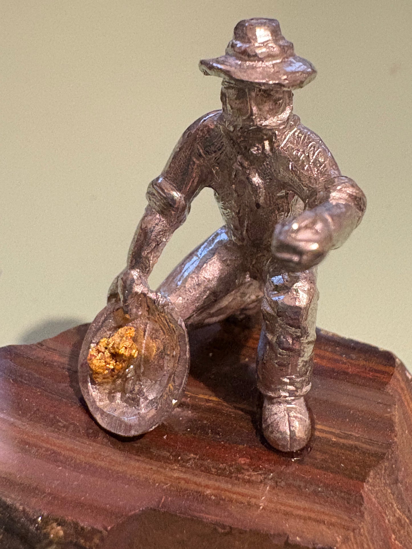 Pewter Gold Prospector with "Pocket Treasure Gold Nugget"