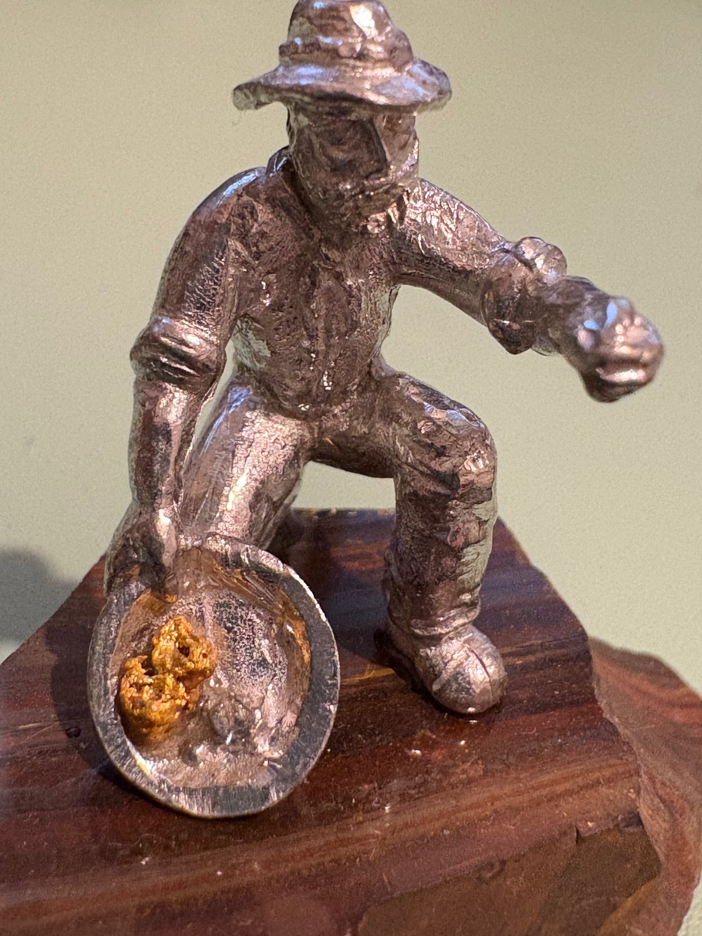 Pewter Gold Prospector with "Pocket Treasure Gold Nugget"
