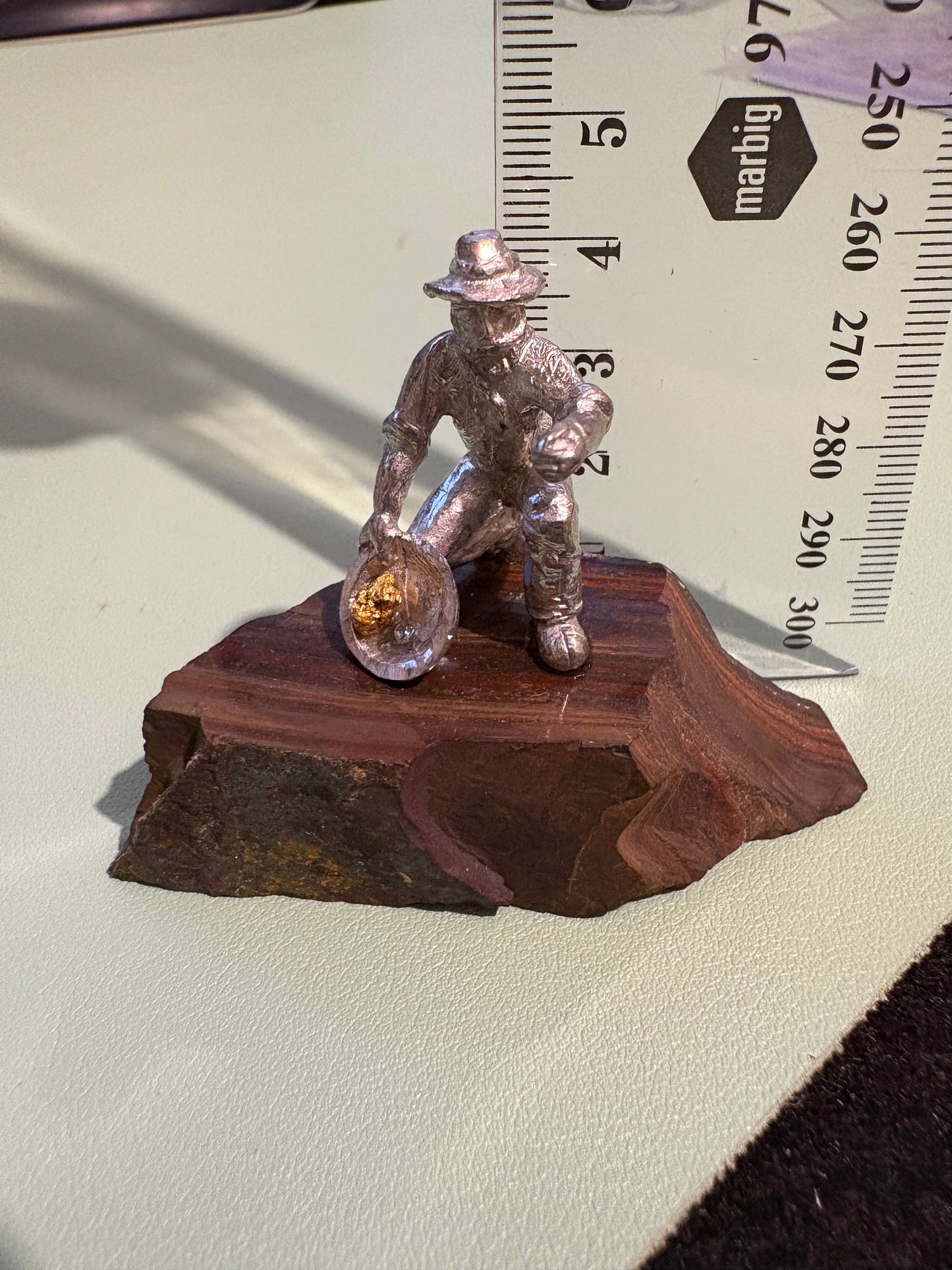 Pewter Gold Prospector with "Pocket Treasure Gold Nugget"