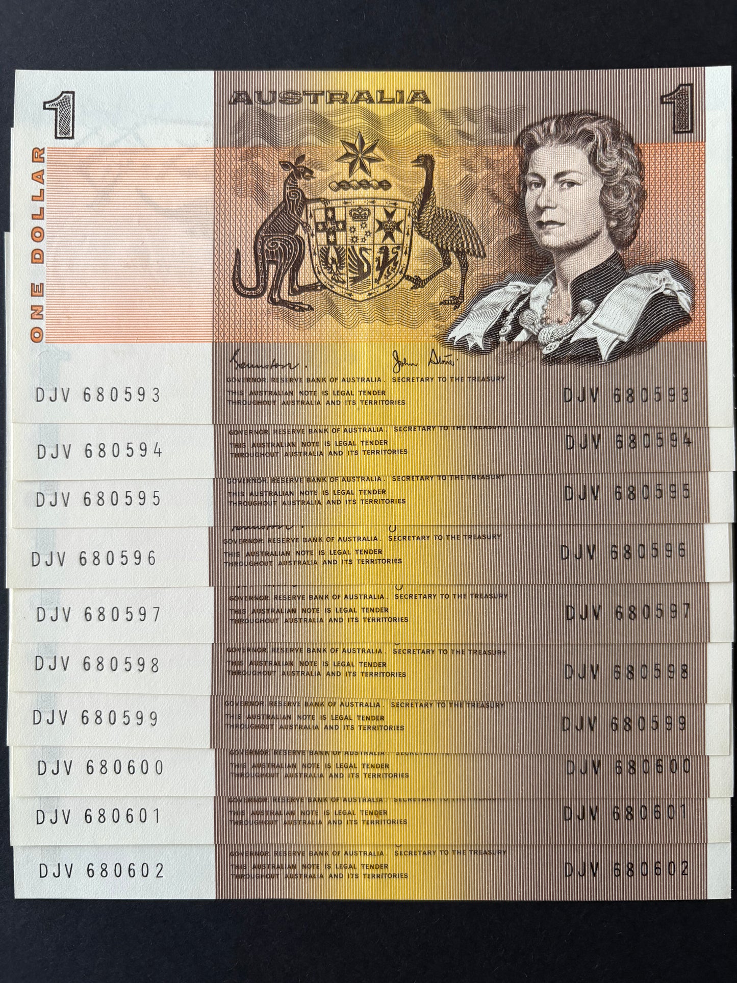 1982 $1 Australia Paper Banknote - Johnston Stone - Uncirculated