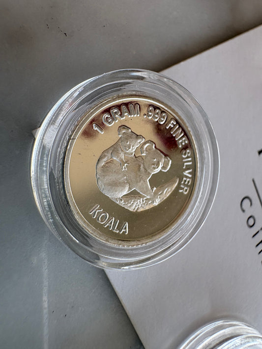 Mini Fractional Silver 1 gram round bullion - Koala