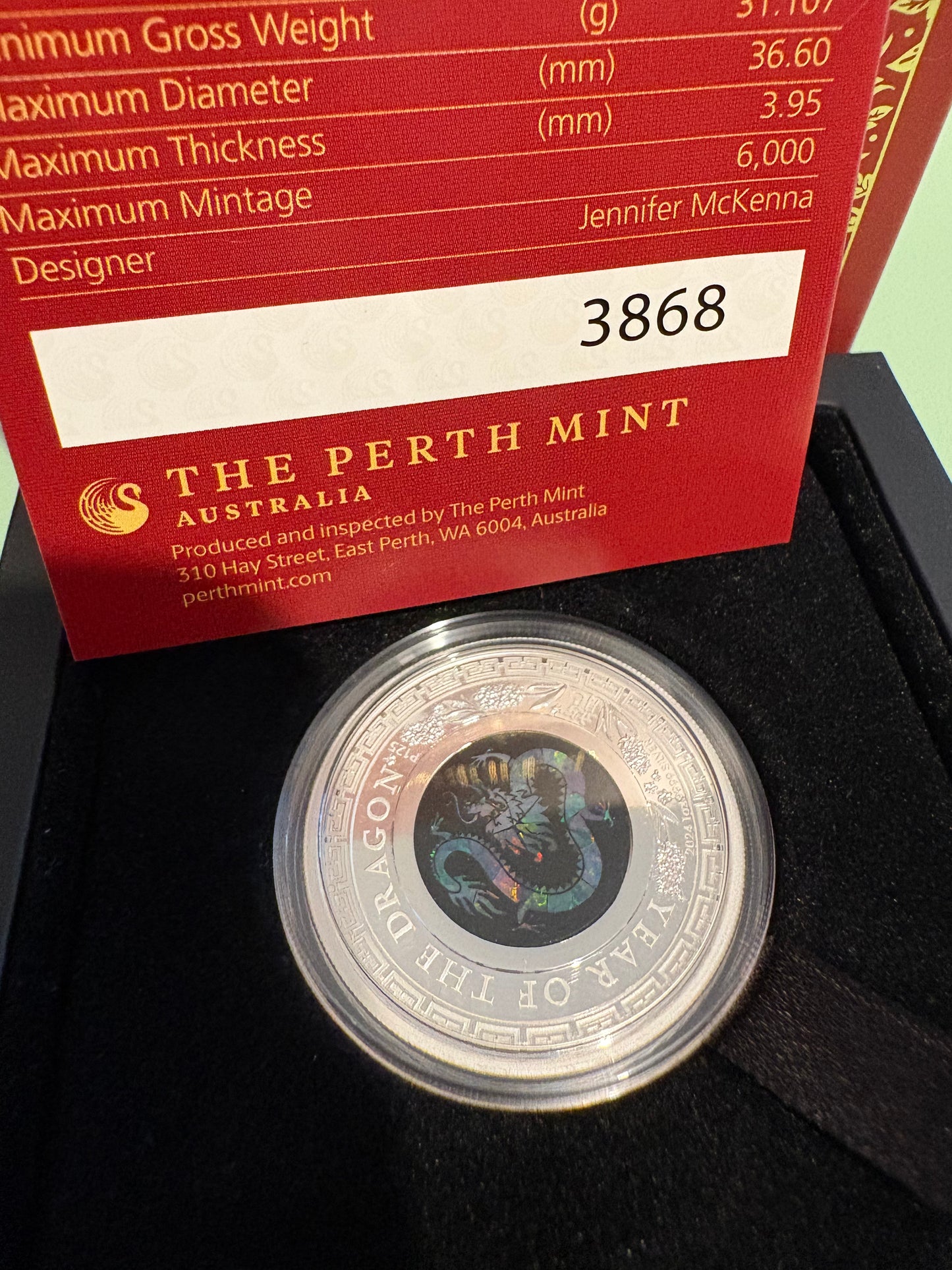 2024 Australian Opal Lunar Series Year of the Dragon 1oz Silver Proof Coin