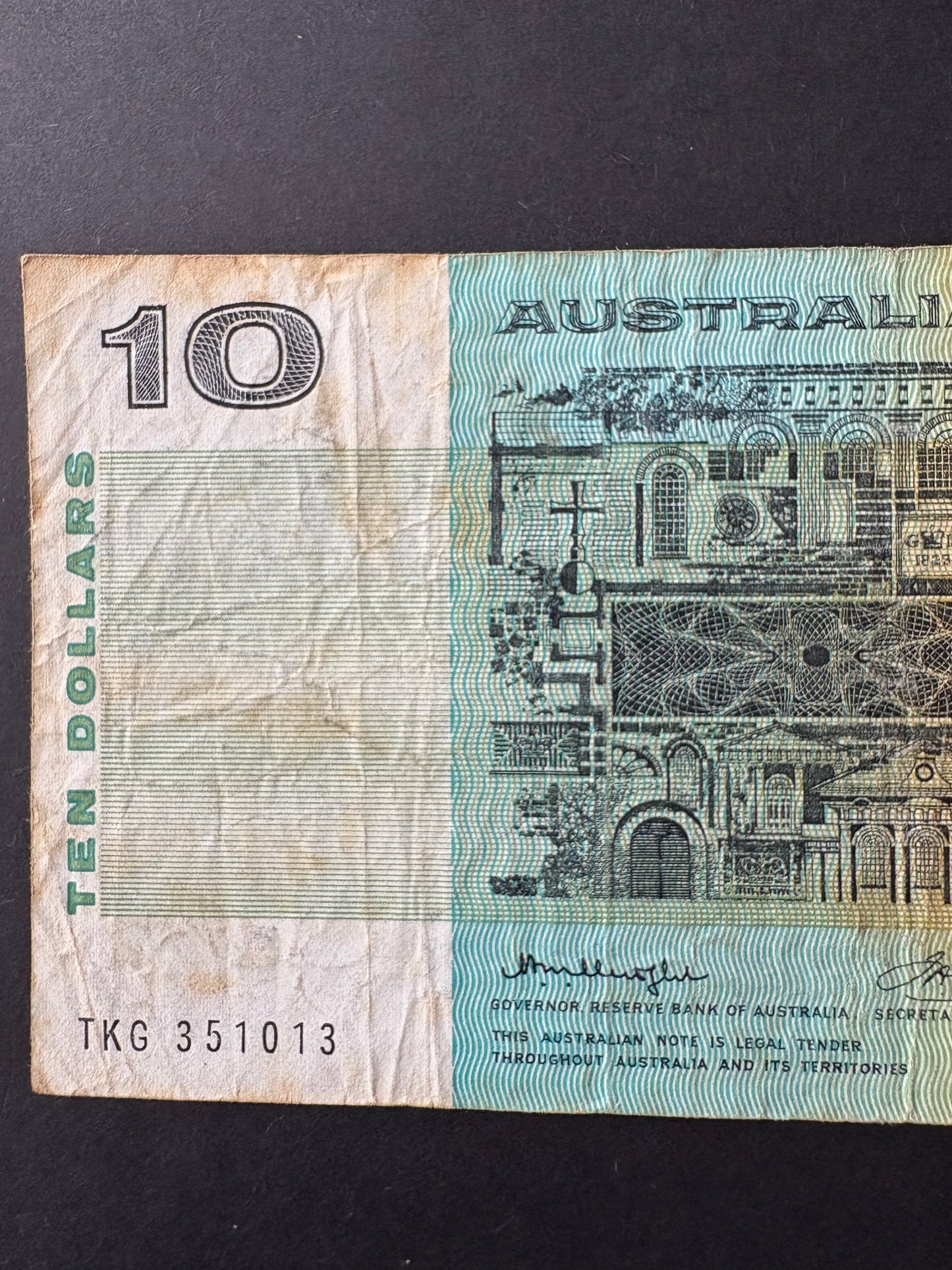1976 $10 Australia Paper Banknote - Knight Wheeler TKG 351013