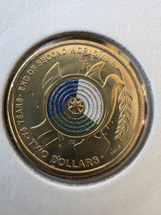2020 $2 End of WW2 75th Anniversary UNCIRCULATED Coloured Coin